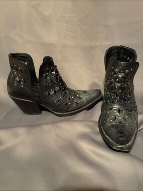 Ariat Dixon Booties- Black Studded Cutout Western Ankle Boots - Women's size 9